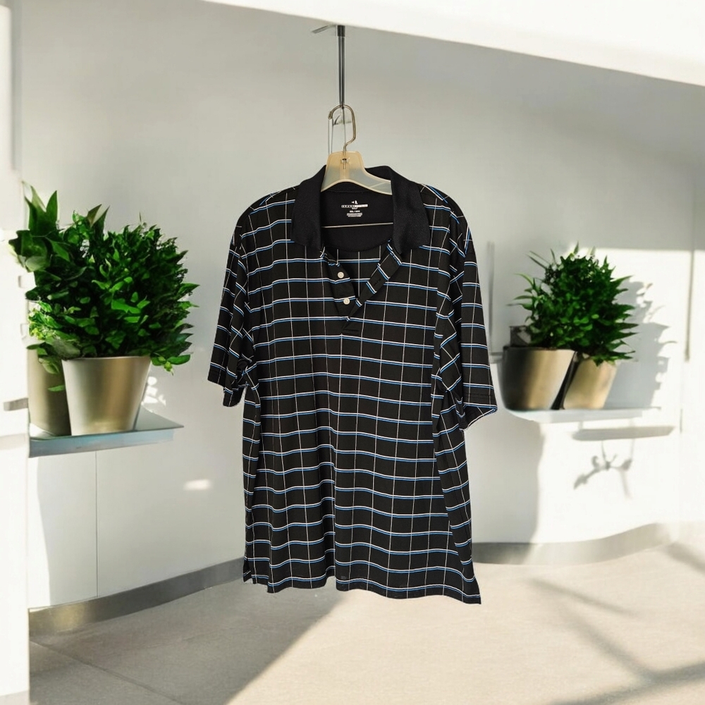 Grand Slam Black Checked Men's Golf Polo